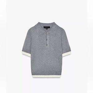 ZARA Combined Knit Polo Top – XS – NWT Grey/Cream